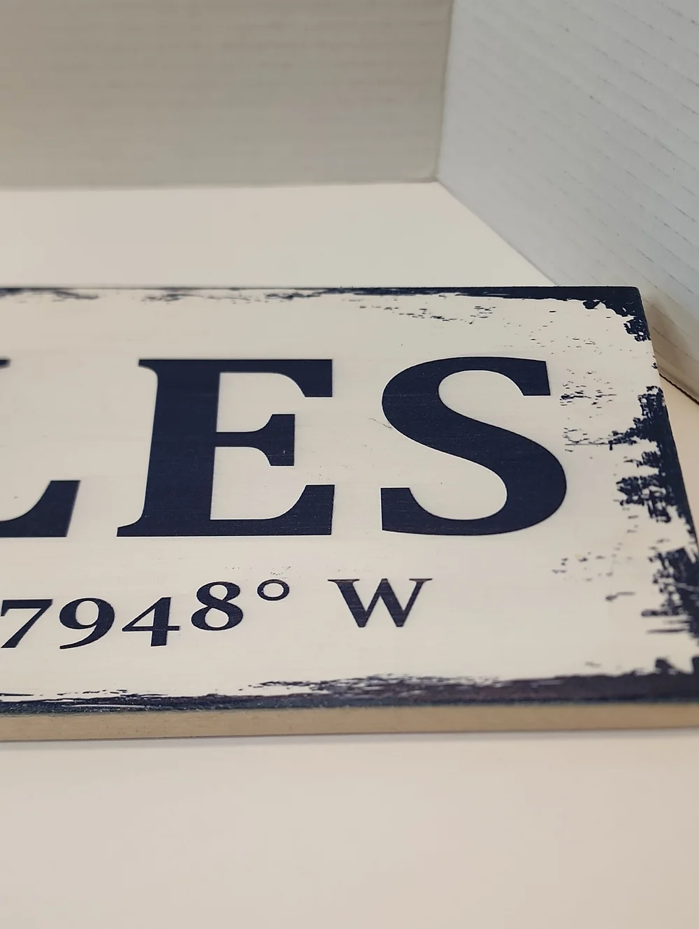 Naples, FL Nautical Wall Sign - White and Navy With Rope Hanger On Back